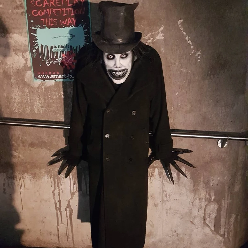 Babadook Wool Trench Coat with Top Hat and Claws