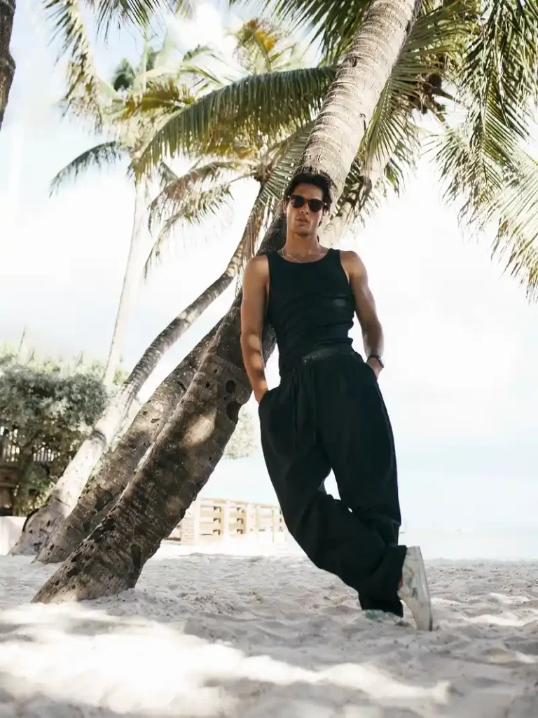 Black Monochrome Relaxed Tank Set – Elevated Beach Minimalism