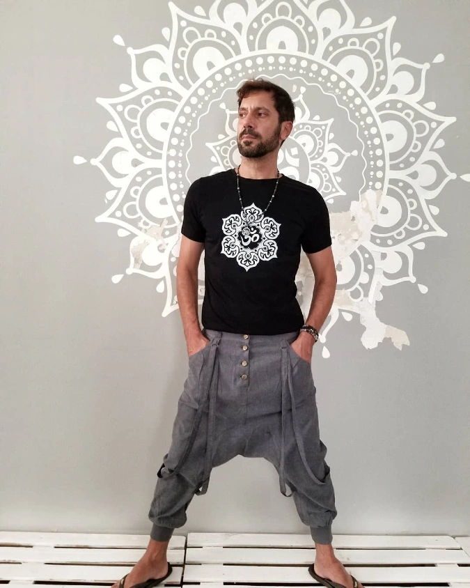 Black and White Mandala Harem Look Elevating Men's Boho Style