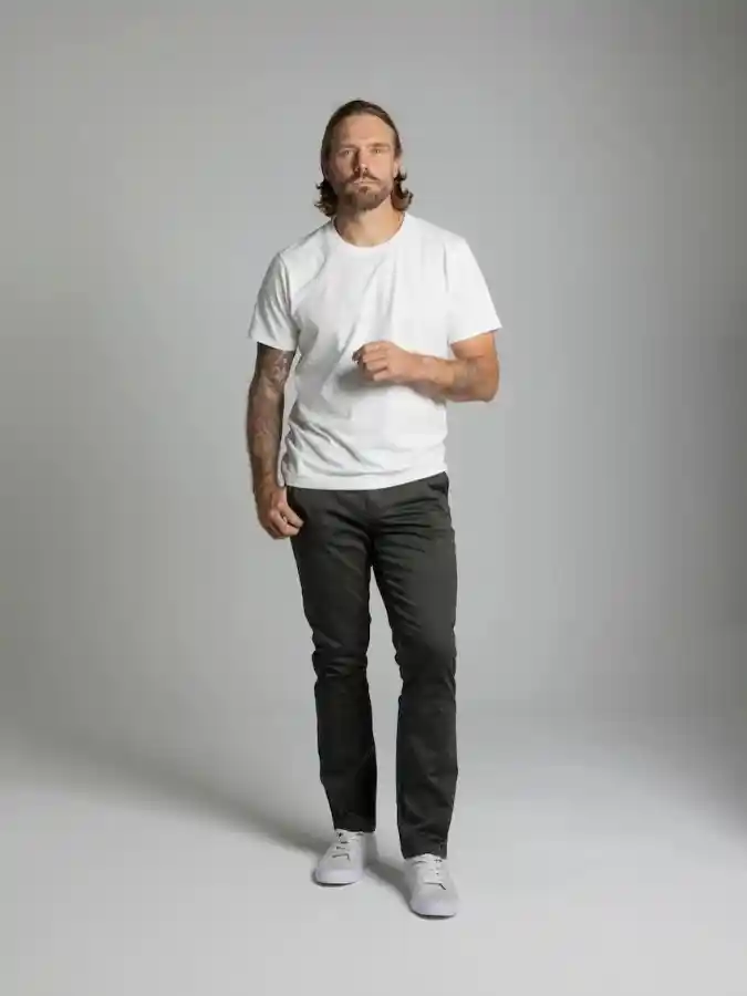 Charcoal Chinos and White Tee - Effortless Urban Utility