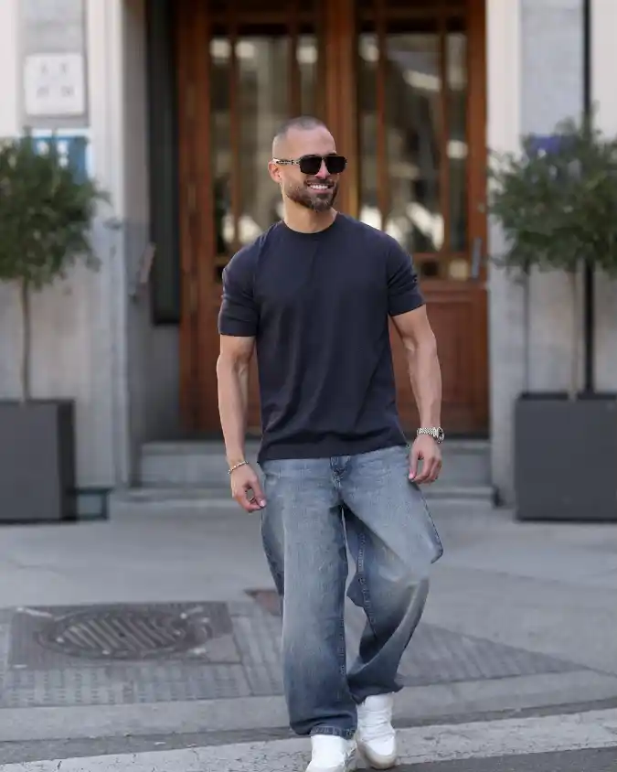 Charcoal Essential Tee and Relaxed Denim - Elevated Urban Weekend Wear