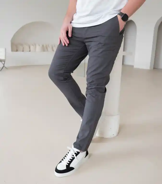 Charcoal Slim-Fit Chinos - Mastering Modern Versatility