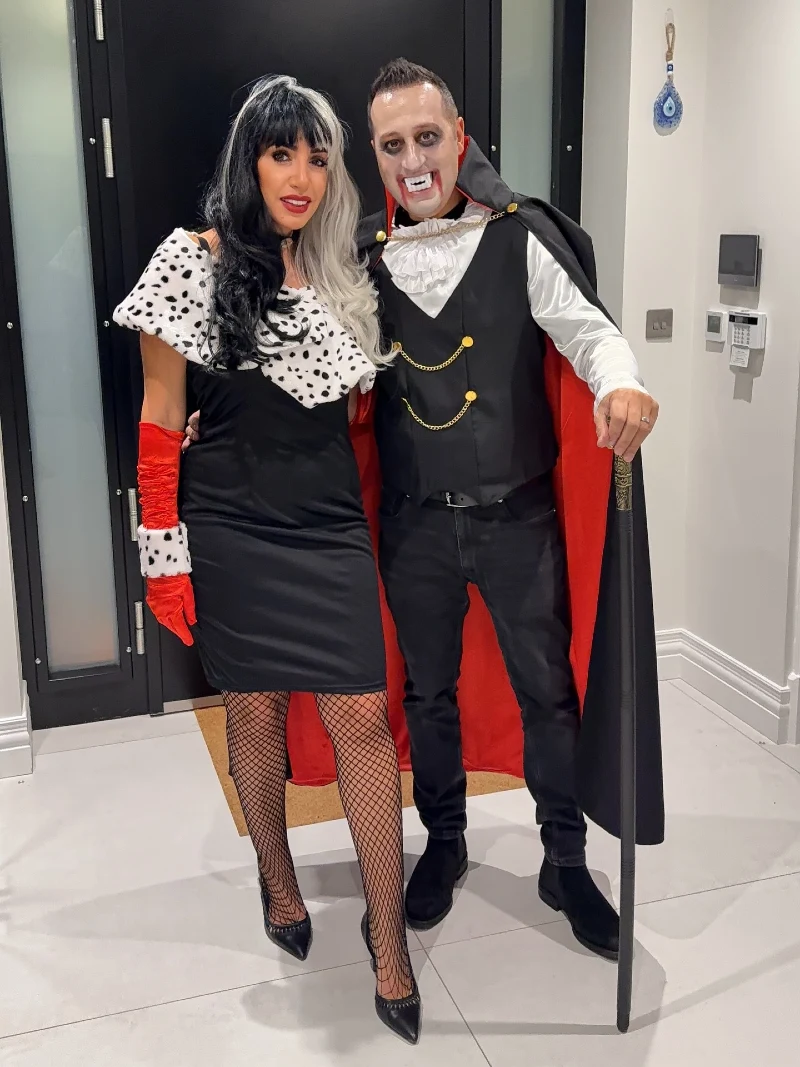 Count Dracula High-Collar Cape with Cruella de Vil Spotted Dress