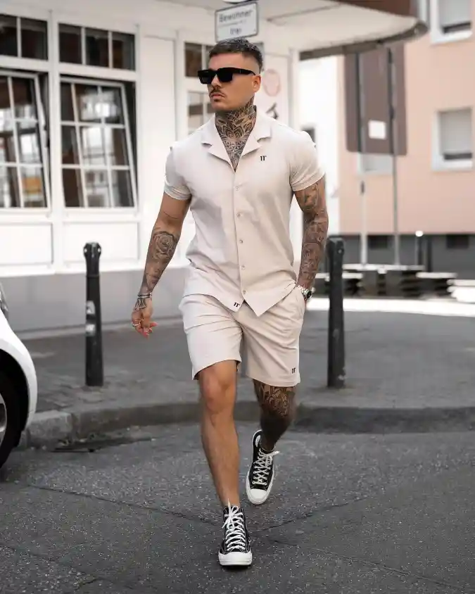 Cream Monochromatic Matching Set - Elevating Summer Streetwear