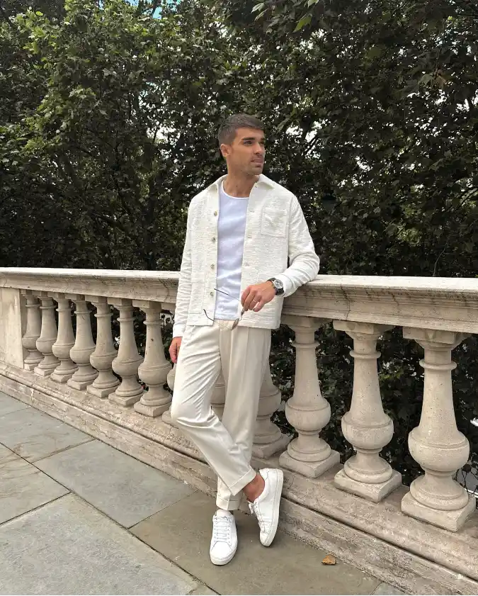 Cream Monochromatic Texture - Refined Weekend Casual