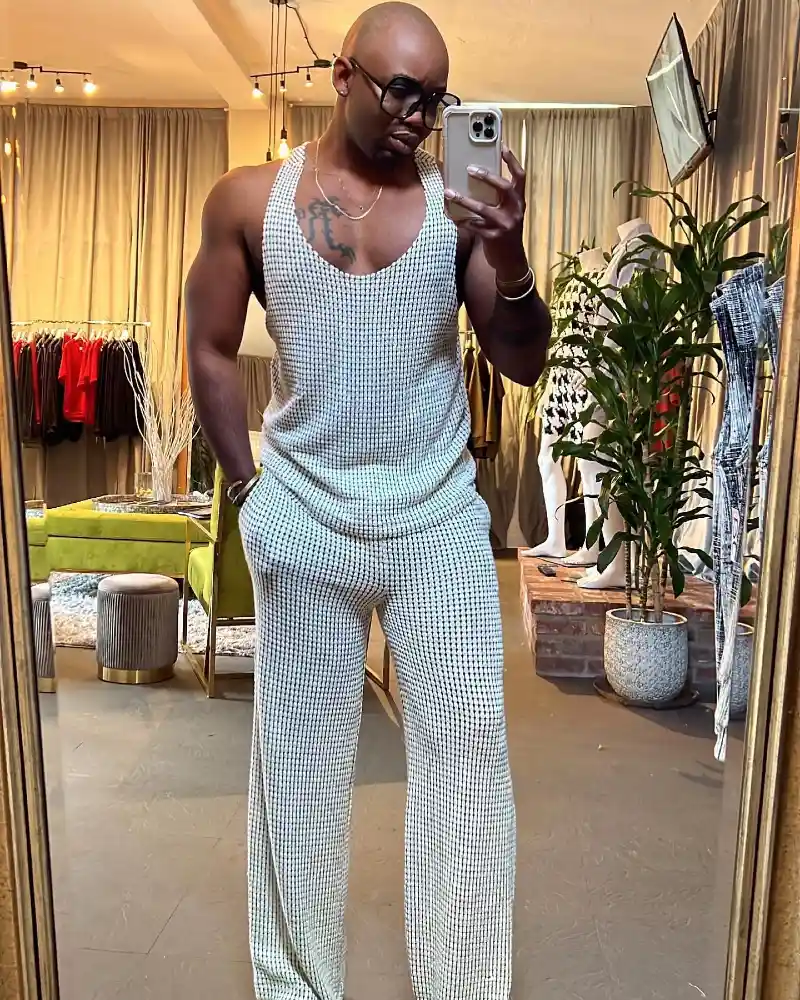 Cream Textured Tank Set & Relaxed Knit Trousers – Elevated Resort Minimalism