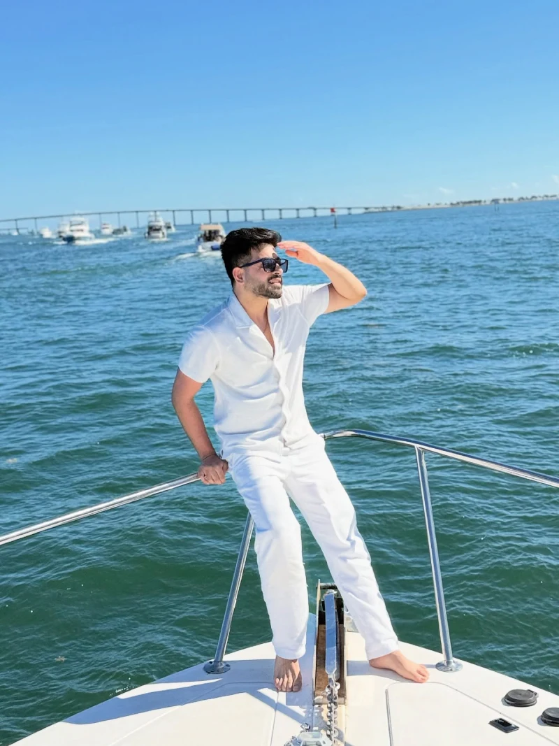 Crisp White Camp Collar Shirt with Matching Trousers
