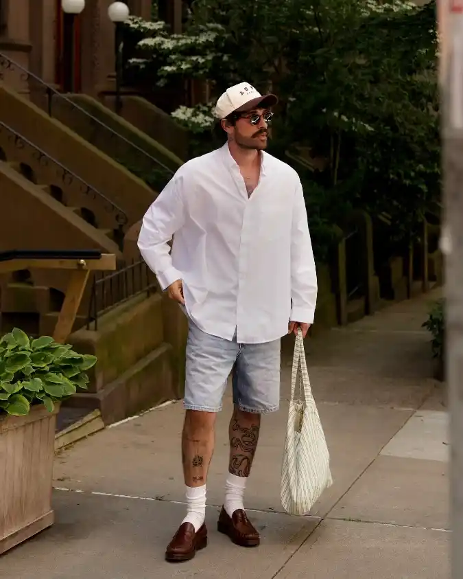 Crisp White Oversized Shirt & Denim - Effortless Summer City Versatility
