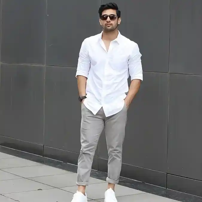 Crisp White & Slate Gray Chinos — The Hybrid Work Standard