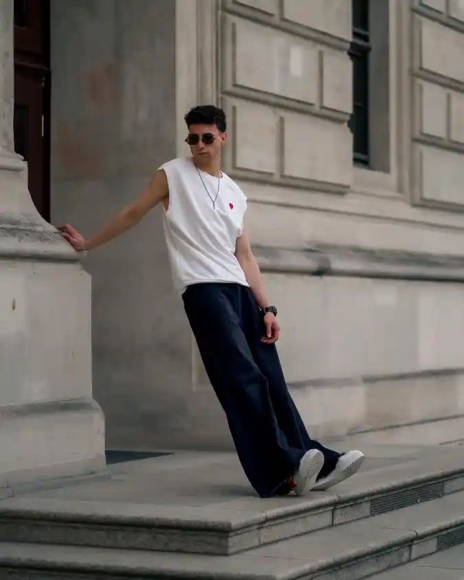 Crisp White Sleeveless Silhouette - Modern Minimalist Urban Streetwear
