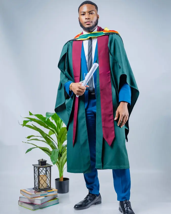 Deep Forest Regalia Meets Sharp Blue Tailoring - Memorable Academic Milestone