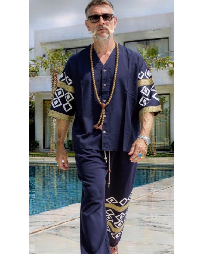 Deep Navy Relaxed Co-Ord – Redefining the Modern Boho Wanderer
