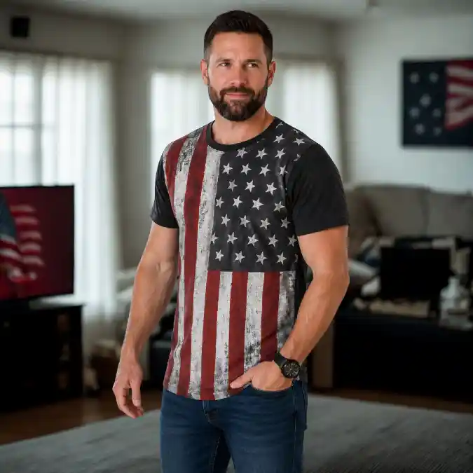 Distressed Americana Tee - Relaxed Patriotic Cool