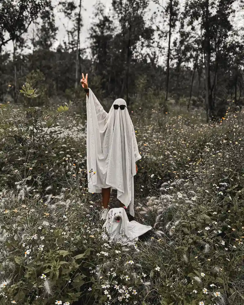 Draped Sheet Ghost with Black Sunglasses and White Low-Tops