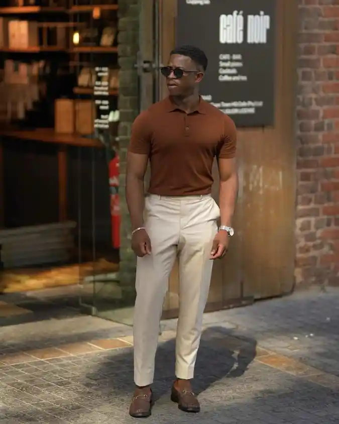 Earth-Toned Knitted Polo - Seamless Commuter Transitions