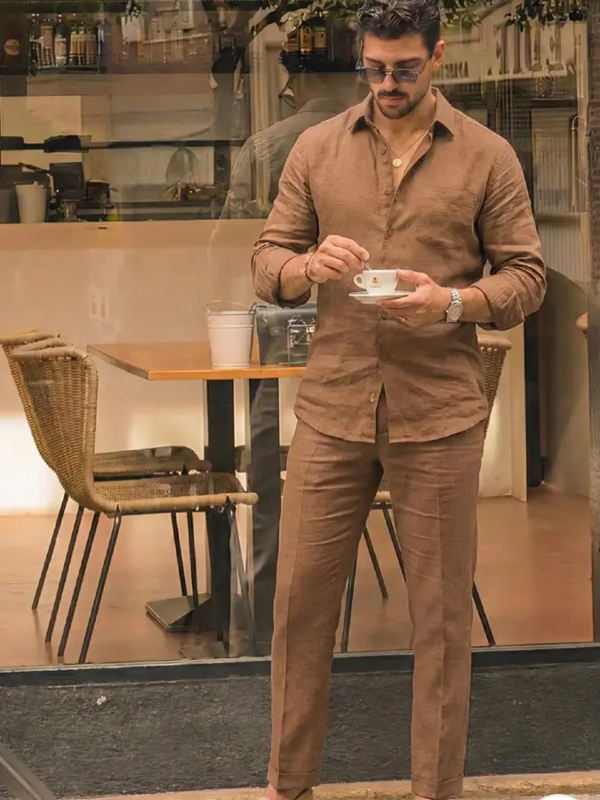 Earthy Brown Linen Coordinates - Mastering the Al Fresco Evening