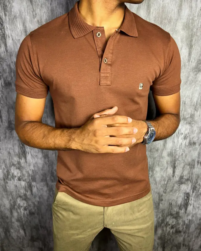 Earthy Brown Tailored Polo - Summer Office Core