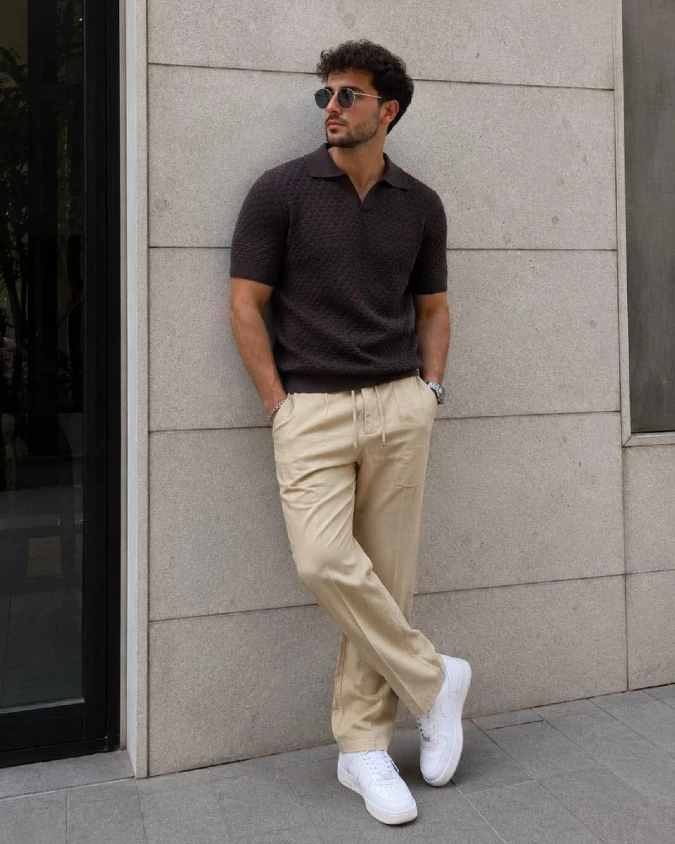 Earthy Knit Polo & Relaxed Linen Trousers - A Masterclass in Summer Academic Ease