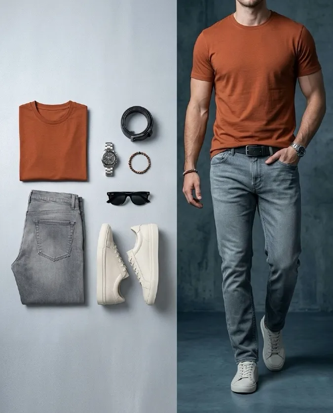 Earthy Orange Straight-Leg Smart-Casual - Elevating Summer Date Night First Impressions