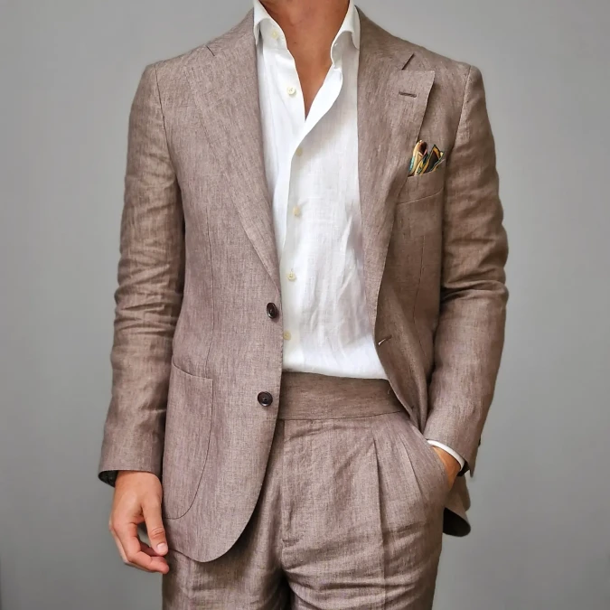 Earthy Taupe Soft-Tailored Linen Suit - Mastering Summer Office Wear