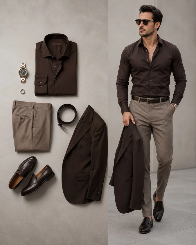 Espresso Earth-Toned Soft-Tailored Office Core - Adapting Scholarly Style for Summer Commutes