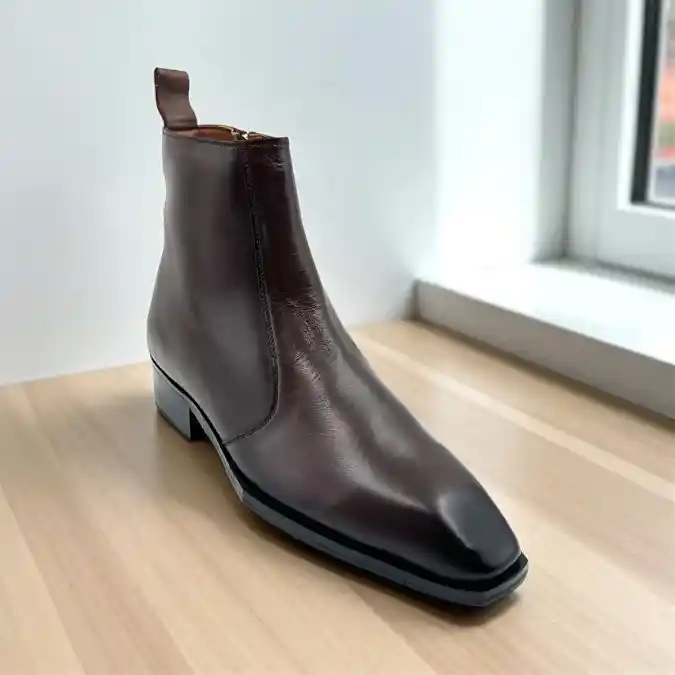 Espresso Leather Square-Toe Chelsea - Grounding Modern Professional Attire