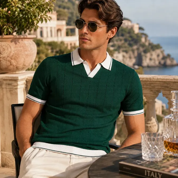 Forest Green Ribbed Knit Polo + Resort Wear - Elevating Clean and Classic Summer Outfits