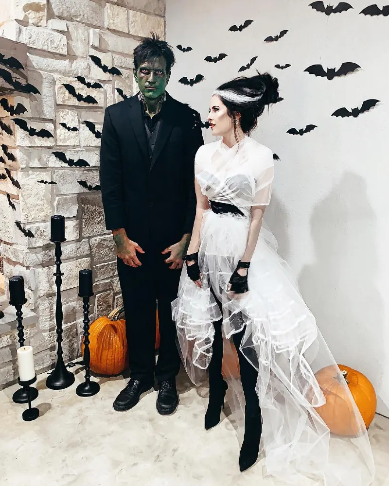 Frankenstein and Bride of Frankenstein with Black Suit and Tulle Dress