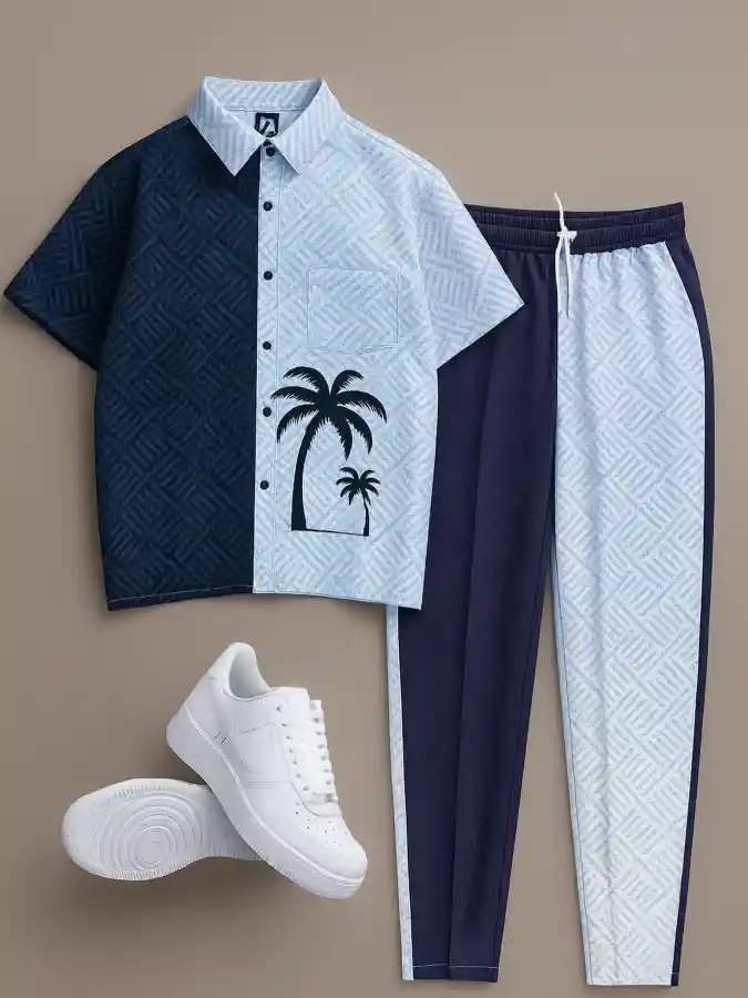 Graphic Blue Two-Tone Set - Redefining Teen Summer Cool