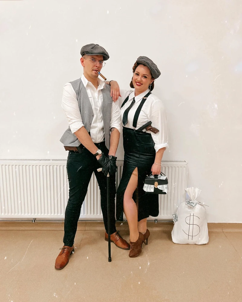 Grey Tweed Flat Cap with Grey Waistcoat, White Shirt, and Brown Derbies