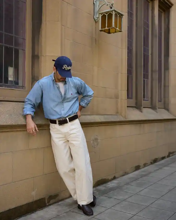 Indigo Denim & Off-White Relaxed Chinos - The Ultimate Weekend Errands Uniform