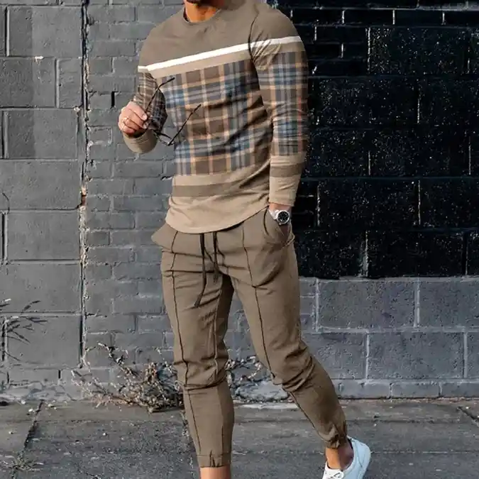 Khaki Plaid Paneled Athleisure - Mastering Length and Proportions for Tall Frames