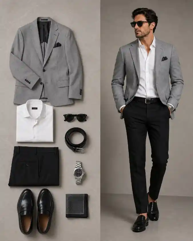 Light Gray Soft-Tailored Blazer and Monochrome Essentials - The Ultimate Heat-Proof Interview Look