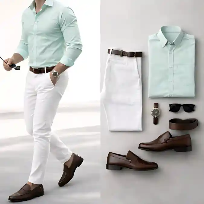 Mint Green & Crisp White Smart-Casual - Elevating Modern Office Core