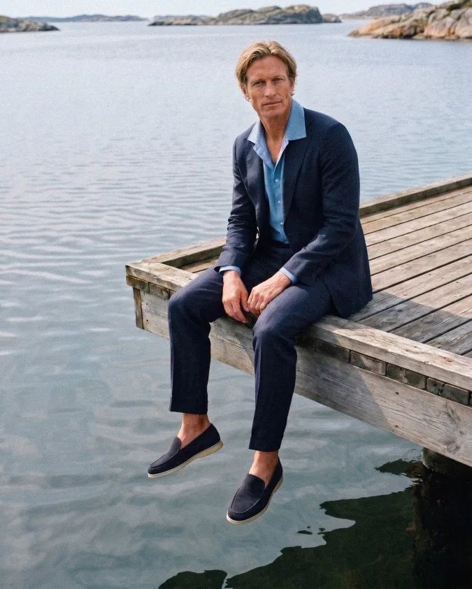 Monochromatic Navy Relaxed Suit - Waterfront Smart-Casual