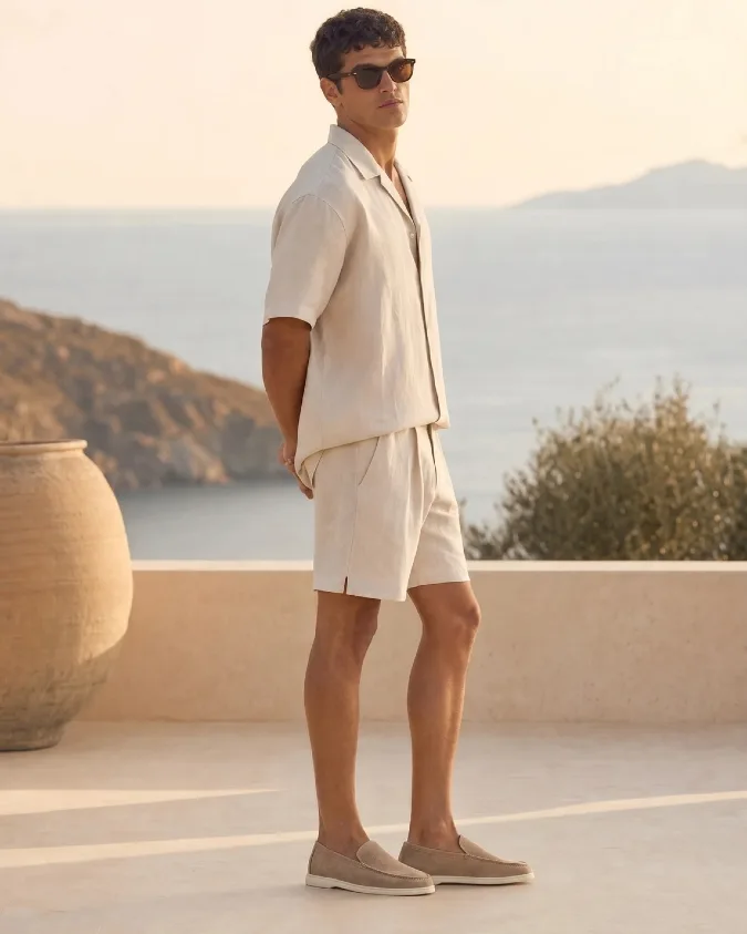 Monochromatic Sand Relaxed Resort Wear - Mastering Effortless Loafer Sophistication