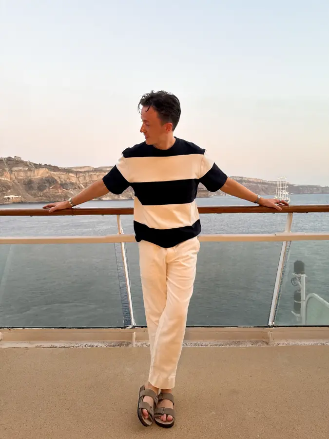 Nautical Textured Knit and Relaxed Linen - High-Summer Escape Style