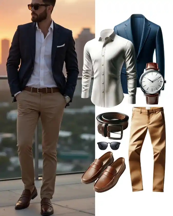 Navy Blazer and Camel Chinos - Smart-Casual Foundations