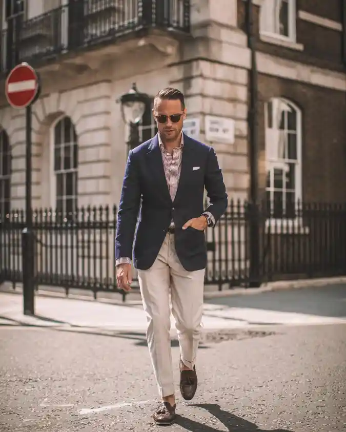 Navy Blazer and Stone Chinos - Elevating the Hybrid Workday