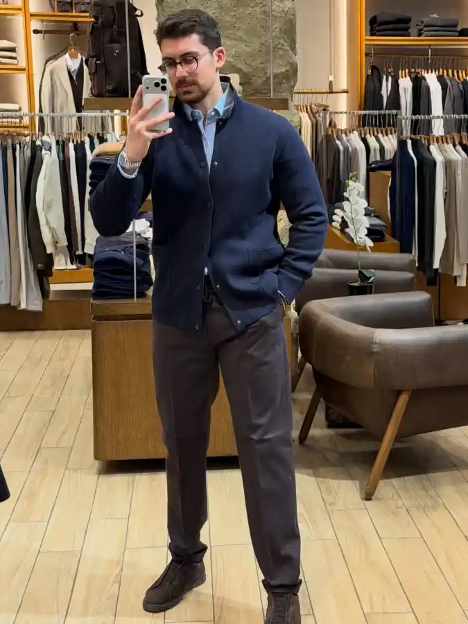 Navy & Espresso Smart Knitwear - Modern Office Core