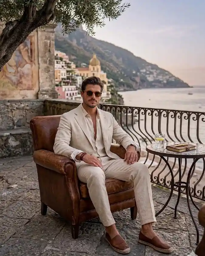 Oatmeal Linen Relaxed Suit - The Ultimate Coastal Chic Destination Wedding Look