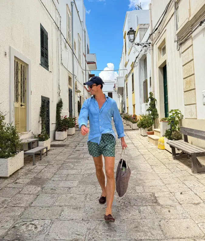 Ocean Blue Linen and Patterned Earth Tones - Packing Light for Southern Europe