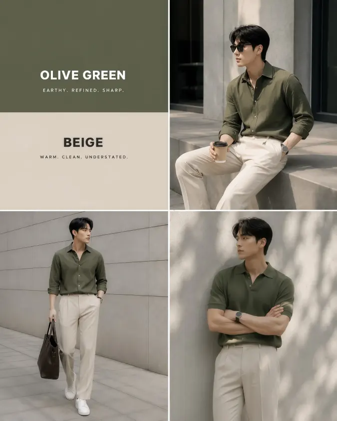 Olive Knitted Polo and Beige Trousers - Navigating First Dates with Understated Style