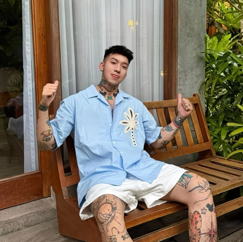 Oversized Light Blue Appliqué Shirt with White Cotton Shorts