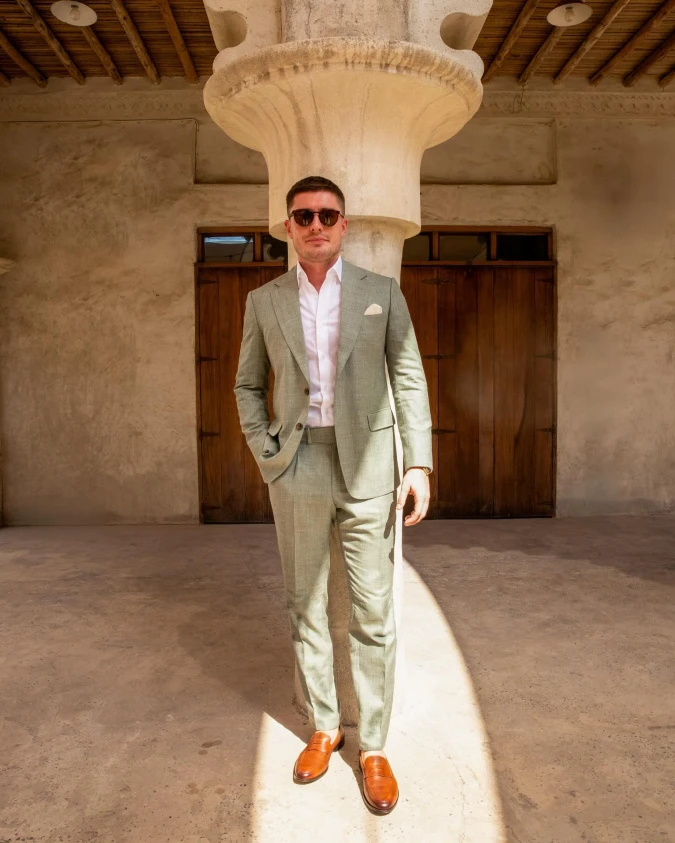 Pale Sage Linen Soft-Tailored Suit - Summer Commute Core - Mastering Heat Without Suffocation