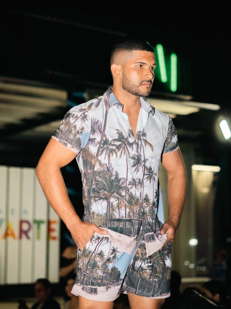 Photorealistic Beach Print Shirt and Matching Shorts