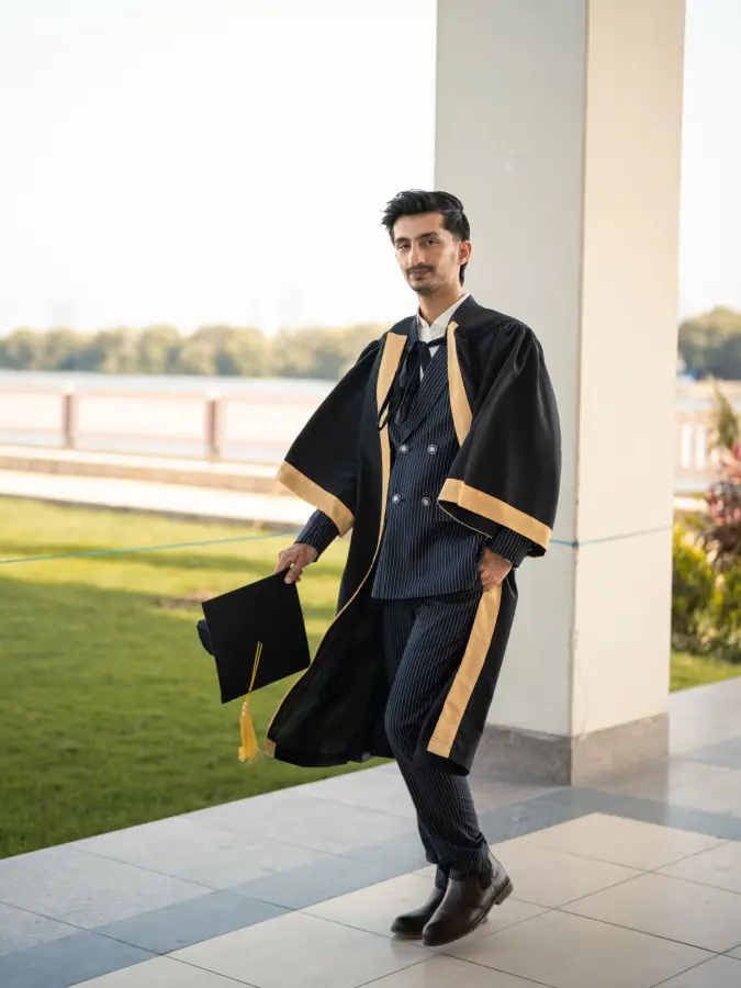 Polished Pinstripe Power Suit - A Memorable Academic Statement