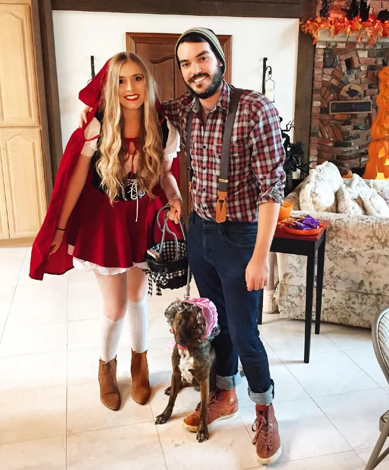 Red Plaid Flannel Shirt with Canvas Suspenders, Cuffed Jeans, and Beanie