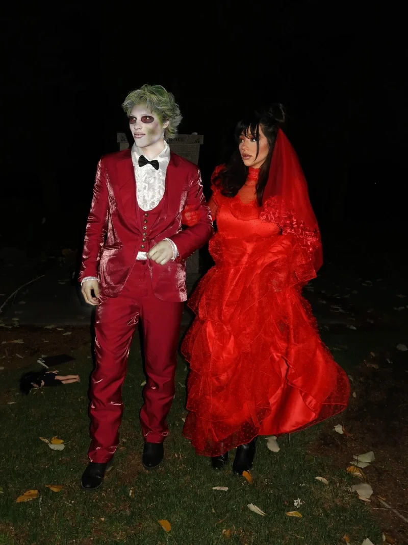 Red Velvet Beetlejuice Suit and Lydia Deetz Wedding Dress