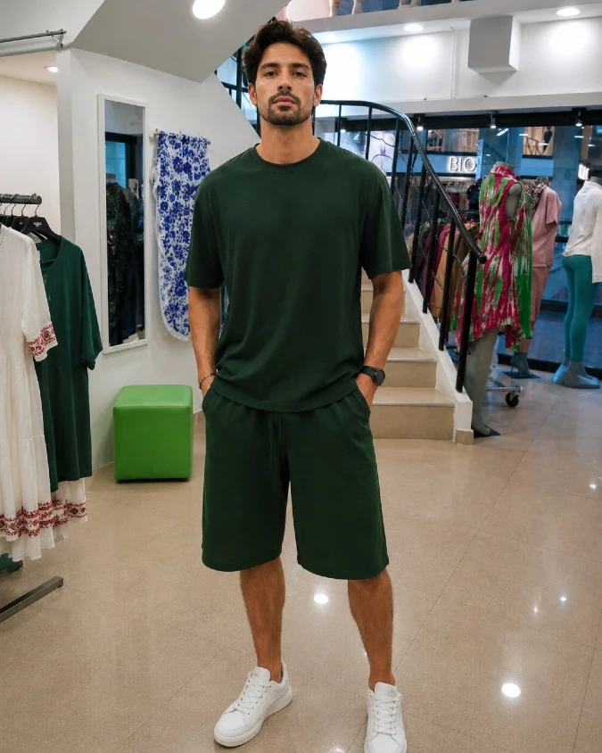 Relaxed Forest Green Co-ord: A Foundational Base Layer for Summer Academia Aesthetics